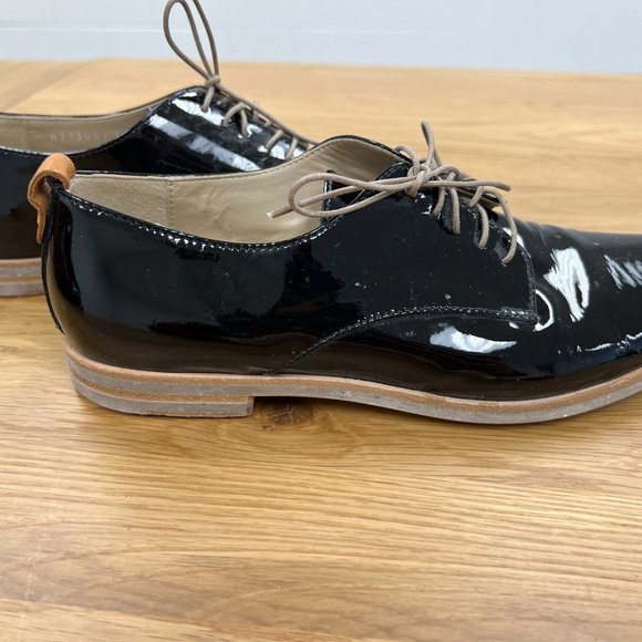 AGL Made in Italy Black Patent Leather Lace Up Oxford Loafer Shoes - Picture 2 of 9